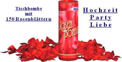 Tischbombe, Konfettikanone mit Rosenblättern